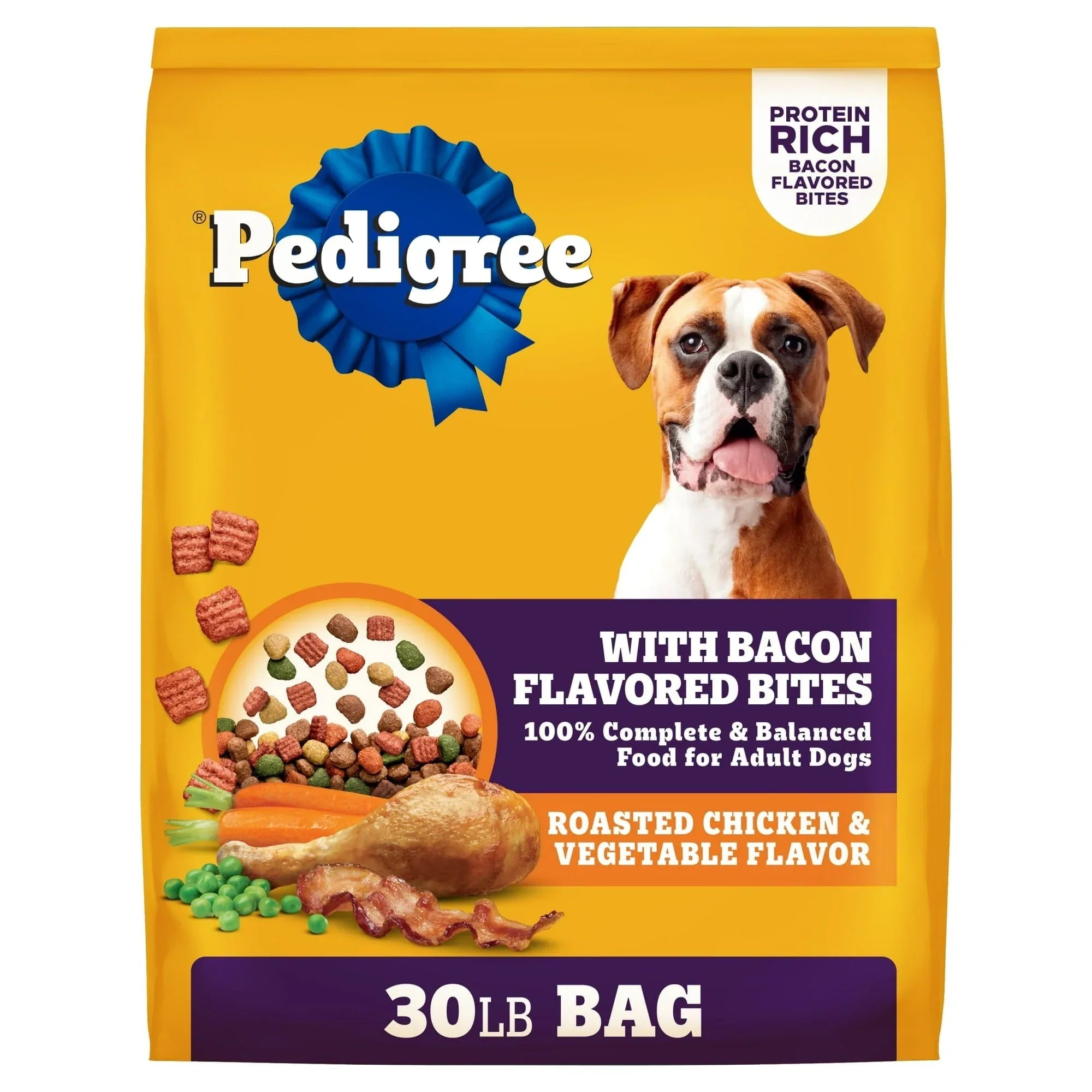 Pedigree Adult Dry Dog Food Roasted Chicken & Vegetable Flavor With Bacon Flavored Bites - USA MEGA SHOP