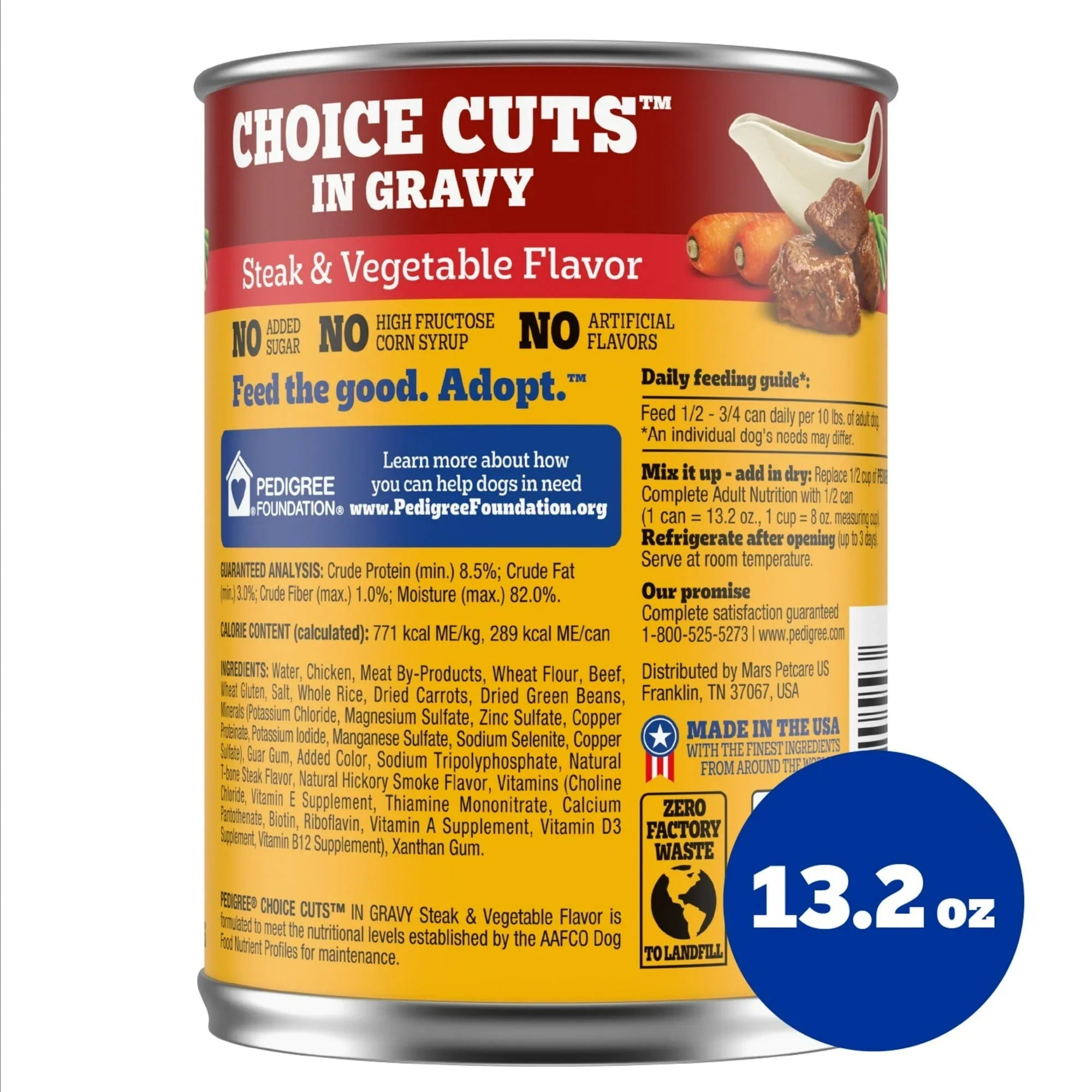 Pedigree Choice Cuts In Gravy Adult Wet Dog Food Steak & Vegetable Flavor, 13.2 oz Cans 12 Pack - USA MEGA SHOP