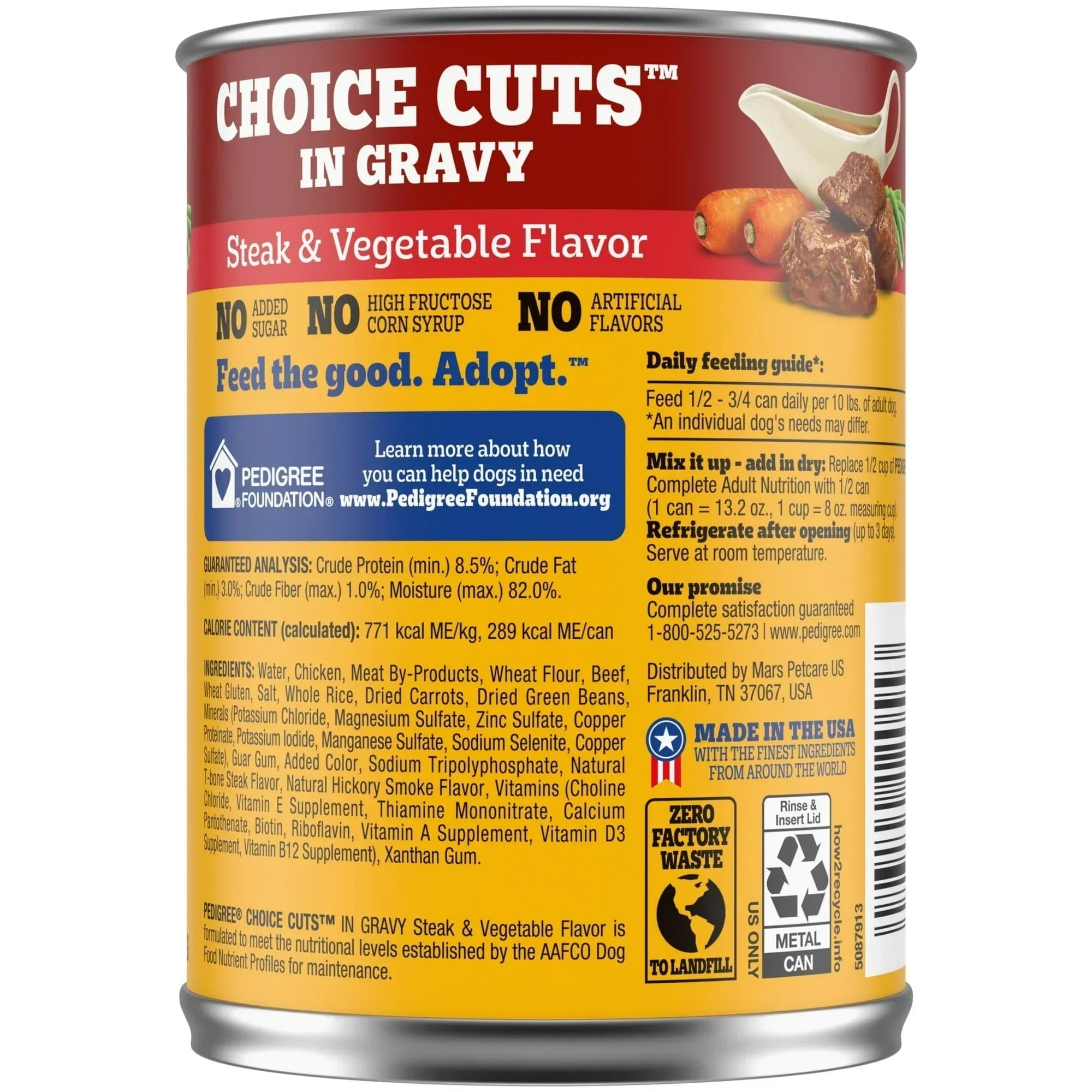 Pedigree Choice Cuts In Gravy Adult Wet Dog Food Steak & Vegetable Flavor, 13.2 oz Cans 12 Pack