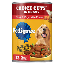 Wet dog food can label, Choice Cuts in Gravy steak & vegetable, 13.2 oz