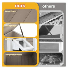 Outdoor cat shelter features showing sturdy hinges, escape door, and full bottom