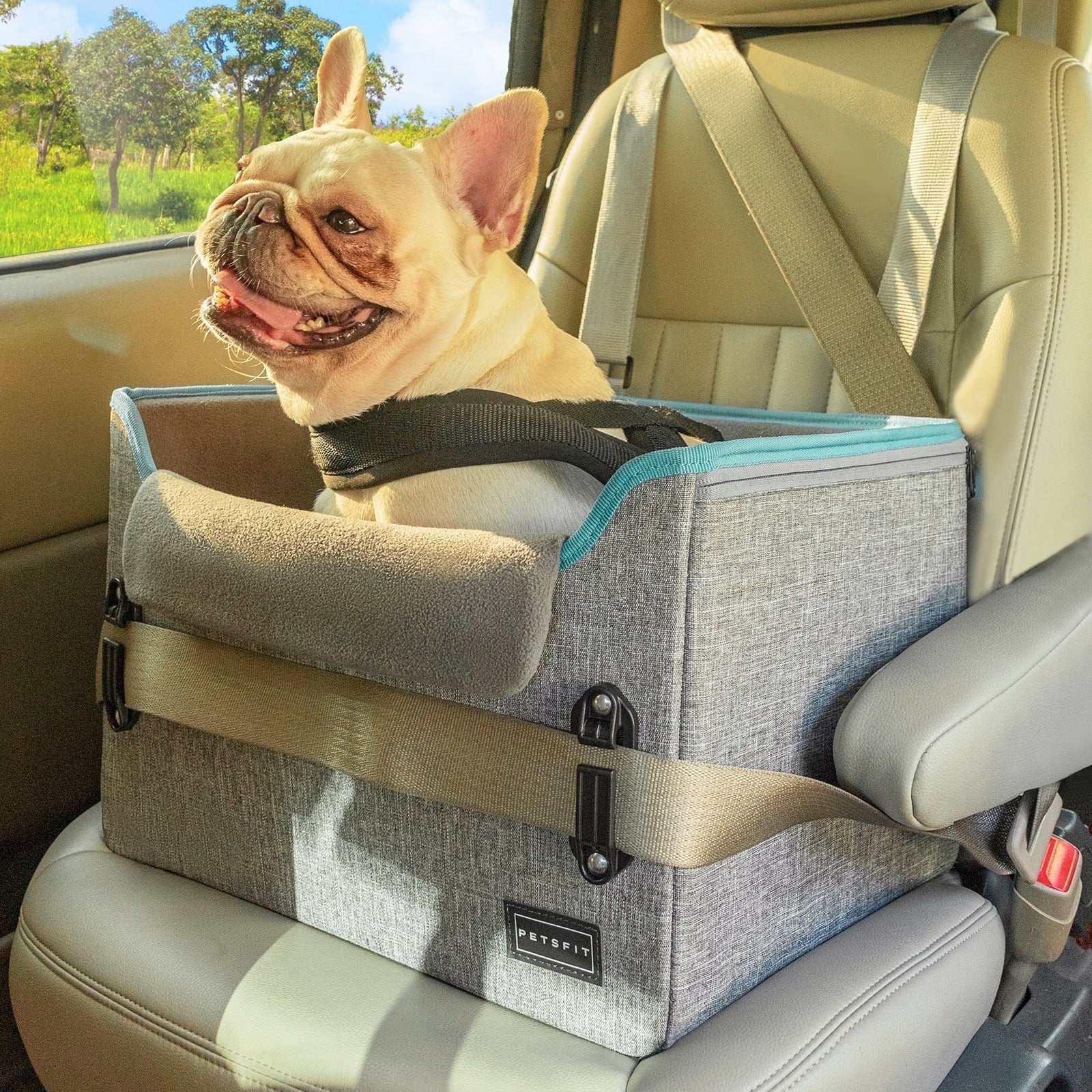 PETSFIT Pet Booster Car Seat for Small Dogs, Puppy Stable Car Seat for Car with Clip-On Leash,Up to 25lbs，Black - USA MEGA SHOP