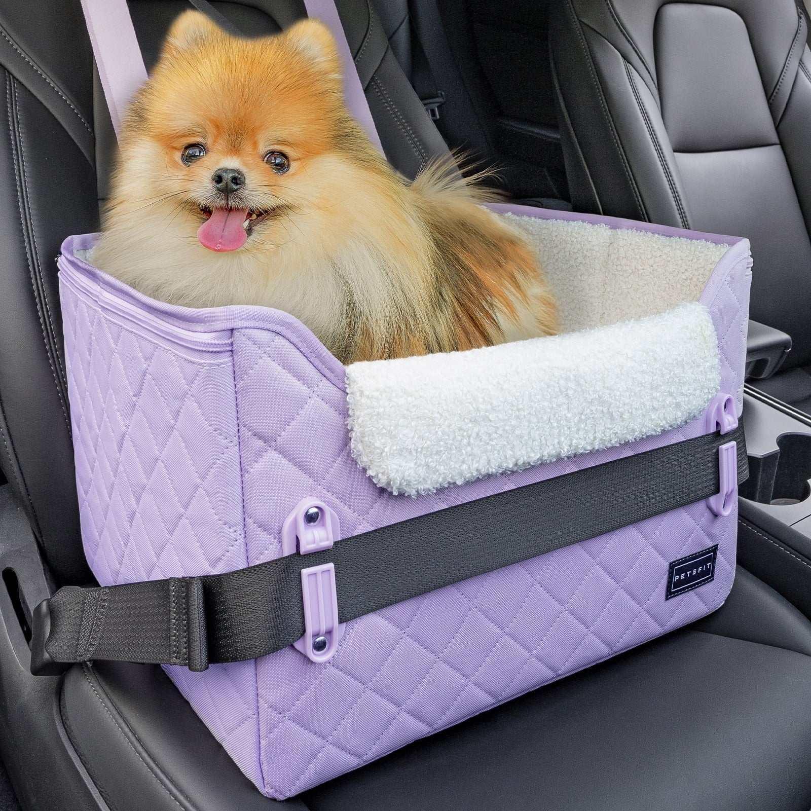 PETSFIT Pet Booster Car Seat for Small Dogs, Puppy Stable Car Seat for Car with Clip-On Leash,Up to 25lbs，Black - USA MEGA SHOP
