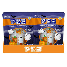 Two PEZ Halloween candy party pack pouches side by side with ghost graphics