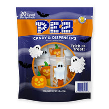 Halloween candy party pack pouch with PEZ dispenser and ghost graphics