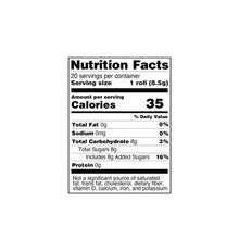 Nutrition Facts label for PEZ Halloween candy party pack, 35 calories per serving
