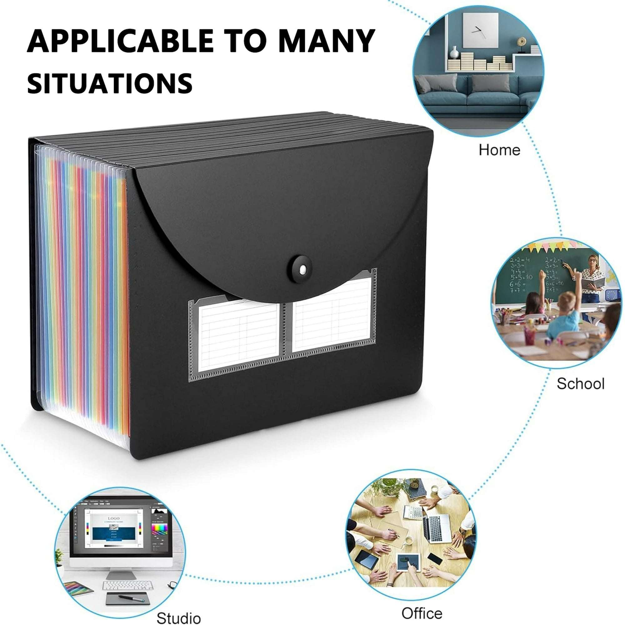 PHANCIR 24 Pocket Accordion File Organizer Thicker & Sturdy, Freestanding File Paper Folder with Labels for Classroom, Home, Office and Travel