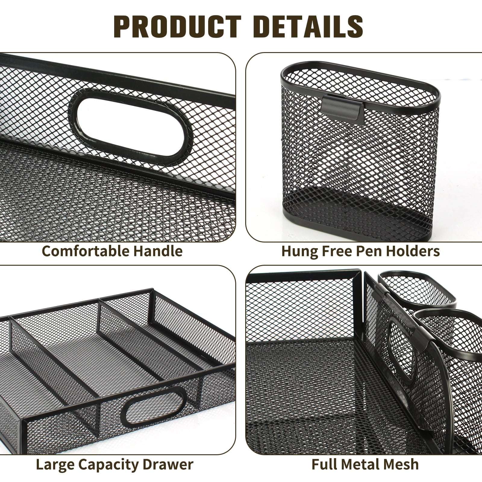 PHANCIR 4-Tier Desk Organizer, New Office Supplies, Metal Desktop File Organizer & Storage with Pull-out Drawer, 1 Pack