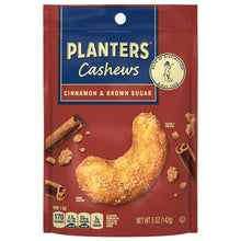 PLANTERS cashews cinnamon & brown sugar snack bag, 5 oz front view