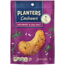 PLANTERS rosemary & sea salt cashews bag with roasted cashew graphic and sprigs