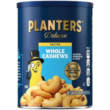 Salted whole cashews can with PLANTERS Deluxe logo and cashew pile