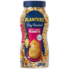 PLANTERS Sweet and Spicy Peanuts, Party Snacks, Plant-Based Protein, 16 oz Plastic Jar