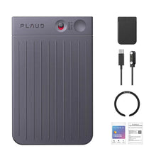 PLAUD Note AI note-taker with gray ribbed case and top controls