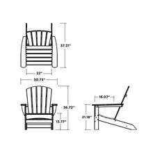 Adirondack chair dimensions diagram with labeled height and width measurements