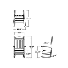 Rocking chair dimensions diagram with front and side views