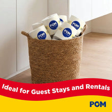 Individually wrapped toilet paper rolls in a woven basket