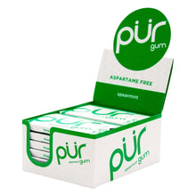 PUR spearmint gum box, aspartame-free, with 9-pack display
