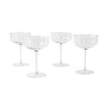 Clear scalloped cocktail glass with short stem, set of four
