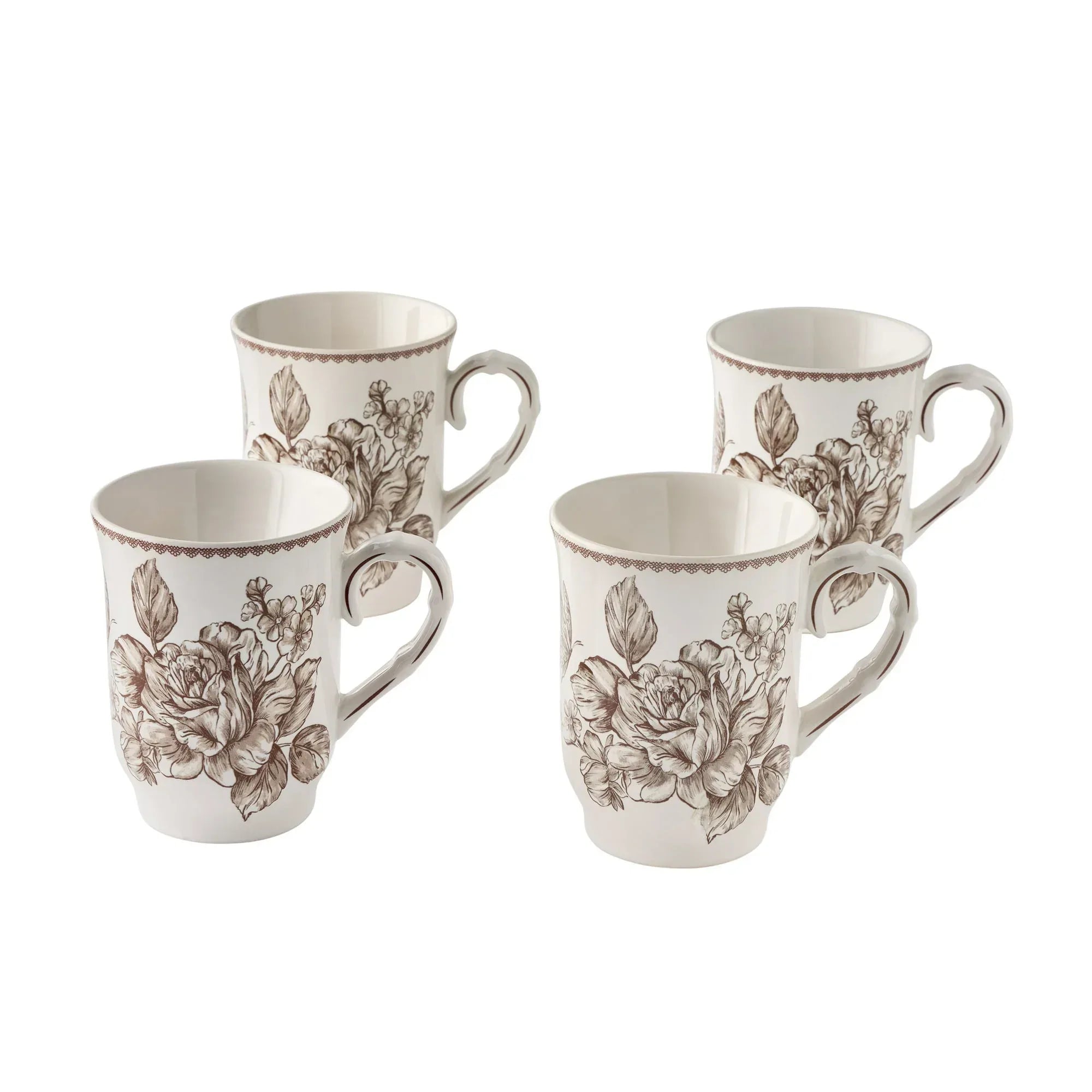 The Pioneer Woman Agatha 12-Ounce Stoneware Mugs, Blue, Set of 4