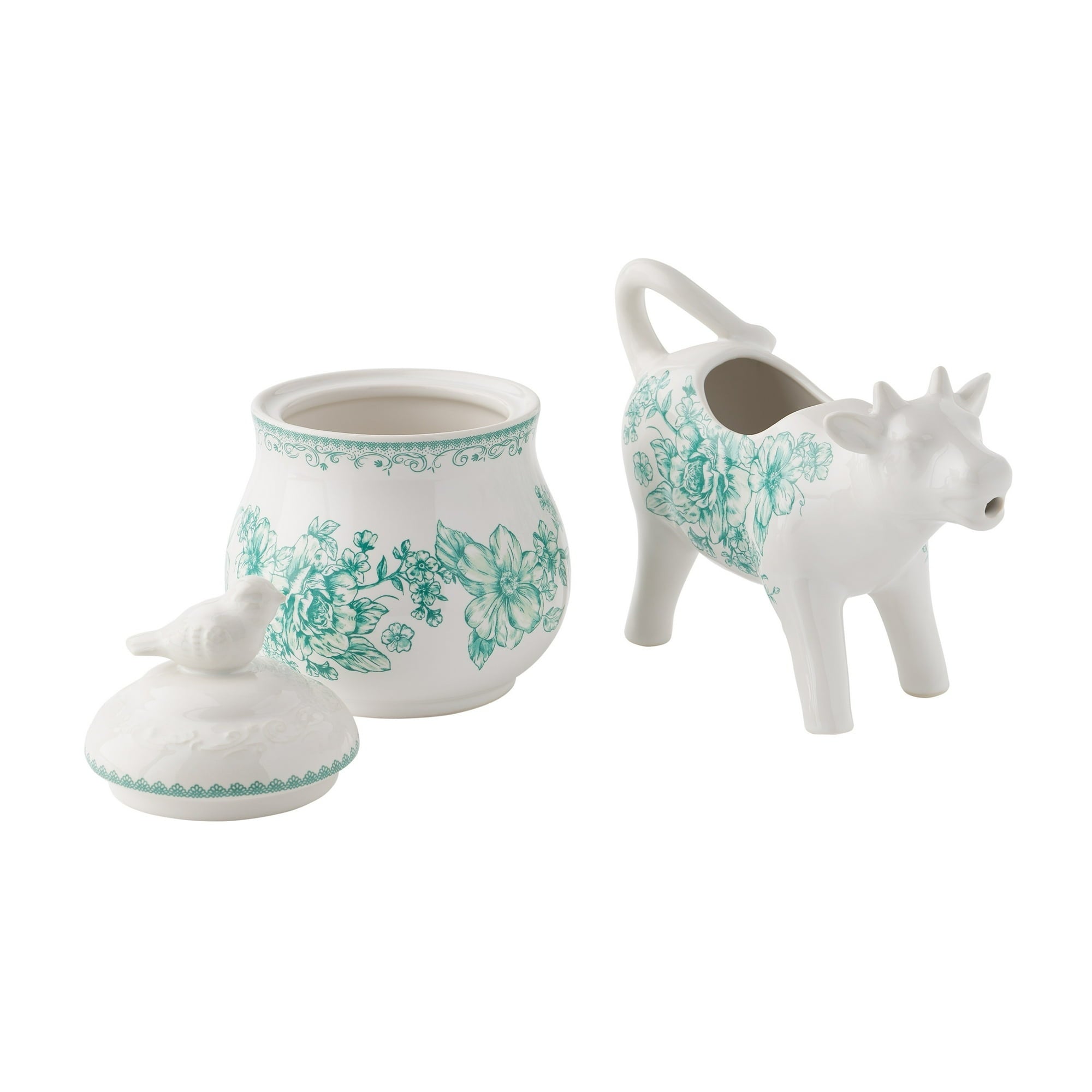 The Pioneer Woman Agatha Stoneware Sugar Bowl & Creamer Set, Blue