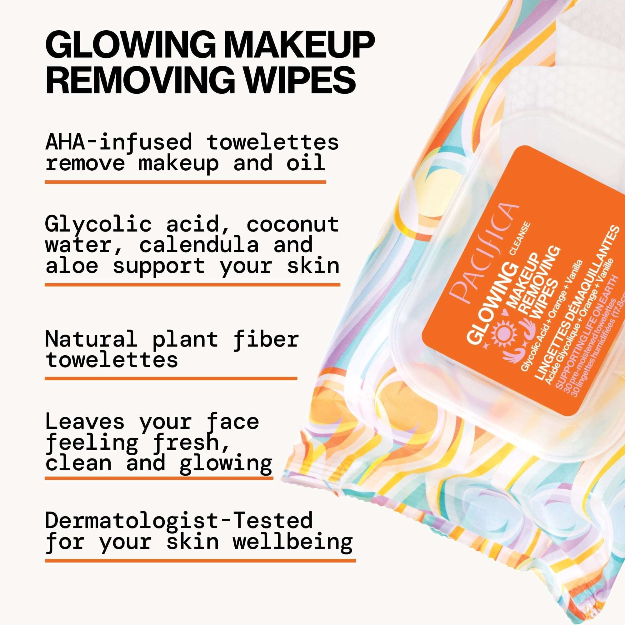 Pacifica Glowing Makeup Removing Wipes 30 Count