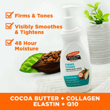 Firming body lotion pump bottle with teal cocoa butter formula label