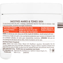 Lotion jar back label with “Smoothes marks & tones skin” claims and warnings