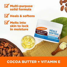 Cocoa butter moisturizer jar with vitamin E, white lid and blue label