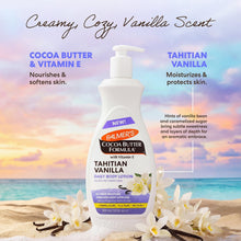 White pump body lotion bottle, Tahitian vanilla scent with cocoa butter and vitamin E