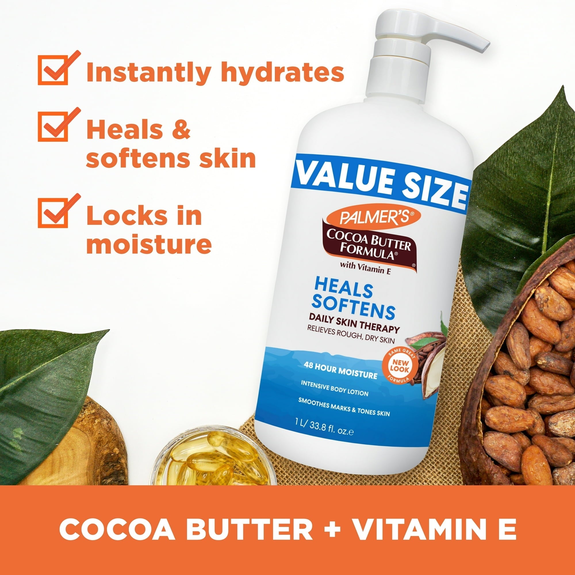 Palmer's Cocoa Butter Formula Daily Skin Therapy Body Lotion for Dry Skin, 33.8 fl. oz.