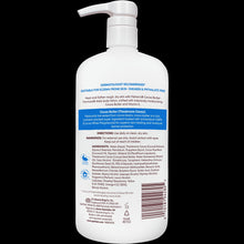 Value Size cocoa butter formula body lotion bottle, back label view