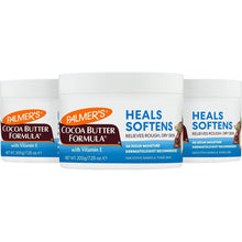 Cocoa butter moisturizer jar with vitamin E, white lid and blue-and-orange label