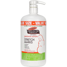Cocoa butter massage lotion pump bottle for stretch marks with vitamin E, 33.8 fl oz