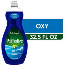 Palmolive Oxy dish liquid soap bottle, blue, 32.5 fl oz, with pump cap
