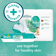 Baby wipes pack and open wipe with clean and protect badge