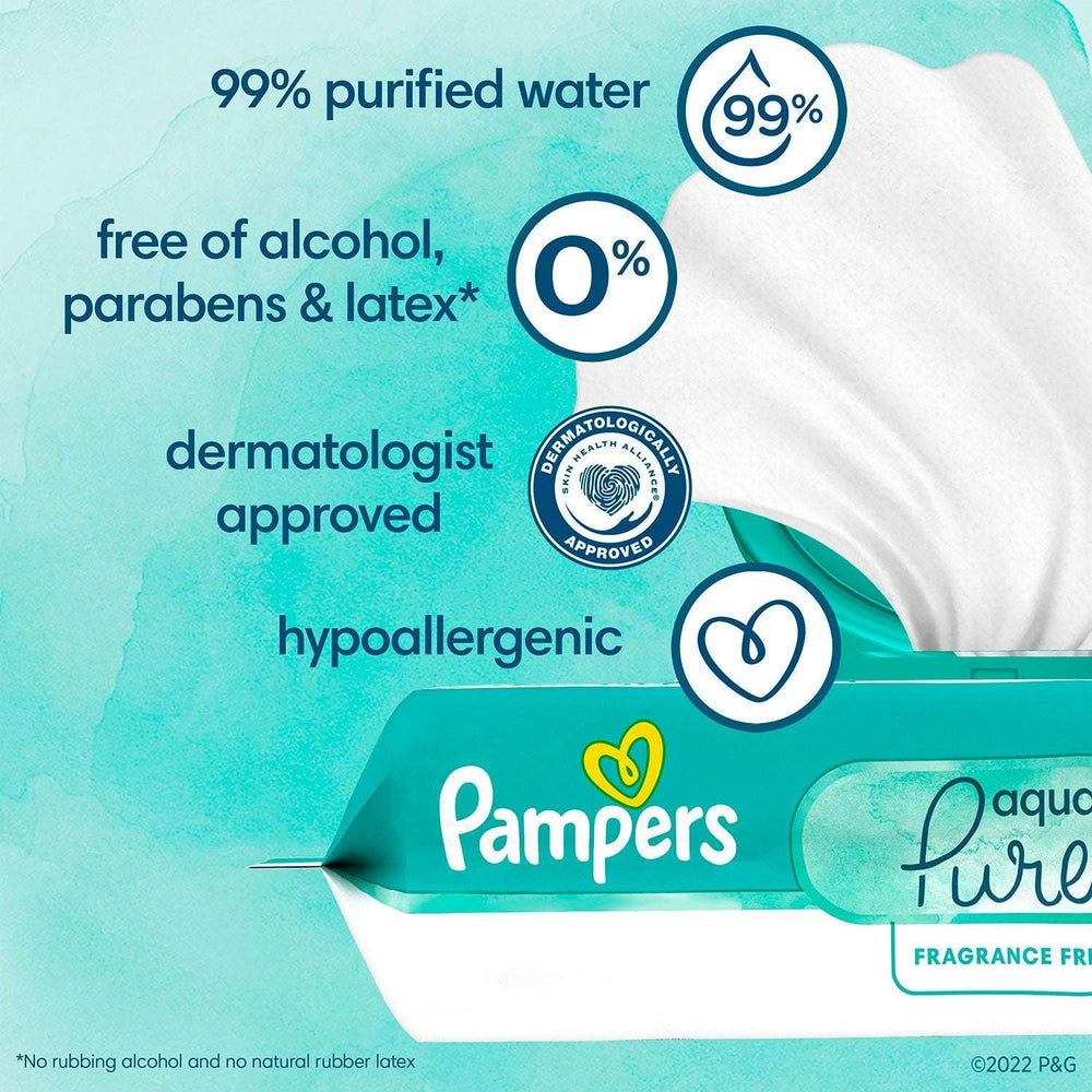 Pampers Aqua Pure Baby Wipes, Fragrance Free, 13 pk., 728 Wipes