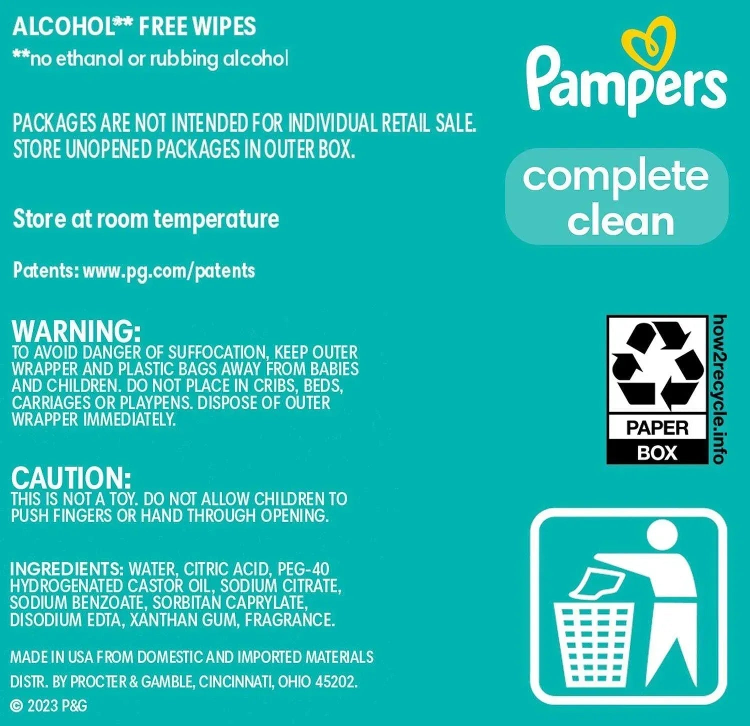 Pampers, Complete Clean Baby Wipes, Baby Fresh Scent, 15 pk., 1200 Wipes