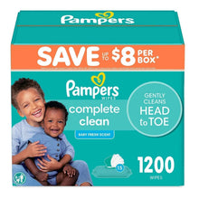 Baby wipes box, Pampers complete clean, baby fresh scent, 1200 wipes