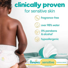 Baby wipes pack with white wipes, fragrance-free Sensitive, Pampers