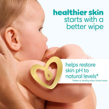 Baby held close with heart graphic, Sensitive fragrance-free baby wipes, Pampers