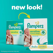 Pampers Sensitive fragrance-free baby wipes boxes with wipe stack