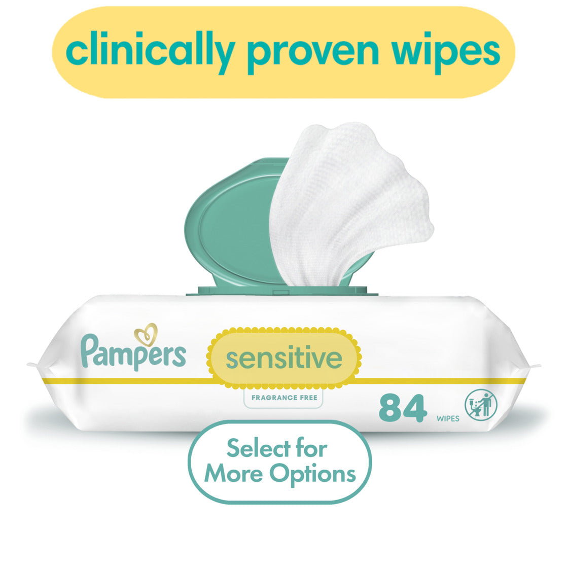 Pampers Sensitive Baby Wipes Unscented, 16 Pack, 1344 Total Count (Select for More Options)