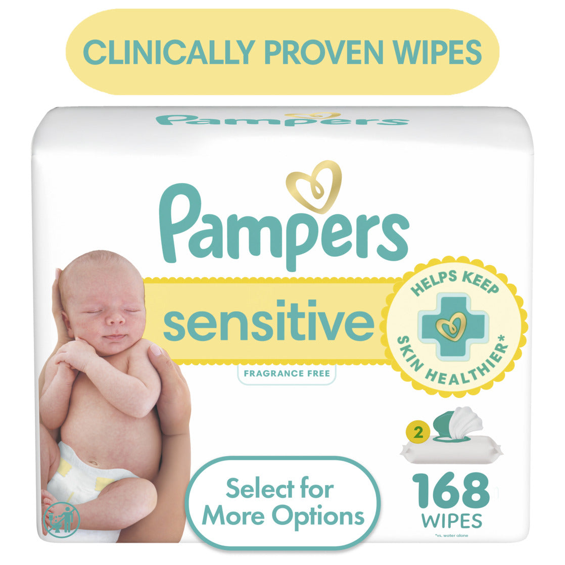 Pampers Sensitive Baby Wipes Unscented, 16 Pack, 1344 Total Count (Select for More Options)