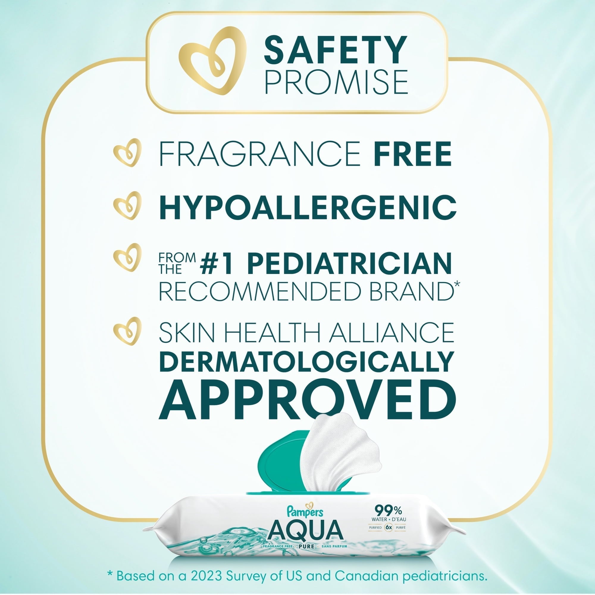 Pampers Aqua Pure Baby Wipes, 99% Water, Unscented, 8-Pack 448 Total Wipes (Select for More Options)