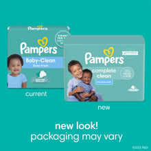 Pampers Baby-Clean wipes multipack packaging, baby fresh, current and new boxes.