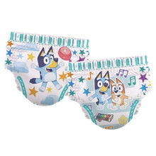 Pair of Bluey character training pants, light blue star pattern and elastic waist