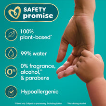 Pampers ultraclean wipes safety promise icons with 0% fragrance, alcohol, parabens