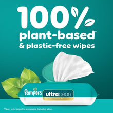 Pampers ultraclean wipes with 100% plant-based and plastic-free message