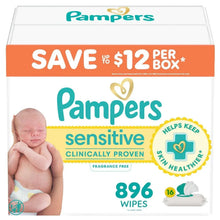 Baby wipes box: fragrance-free Sensitive 896 wipes, Pampers