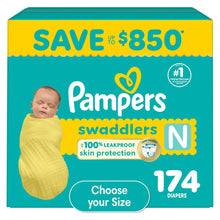 Pampers Swaddlers newborn diaper box, size N, 174 diapers